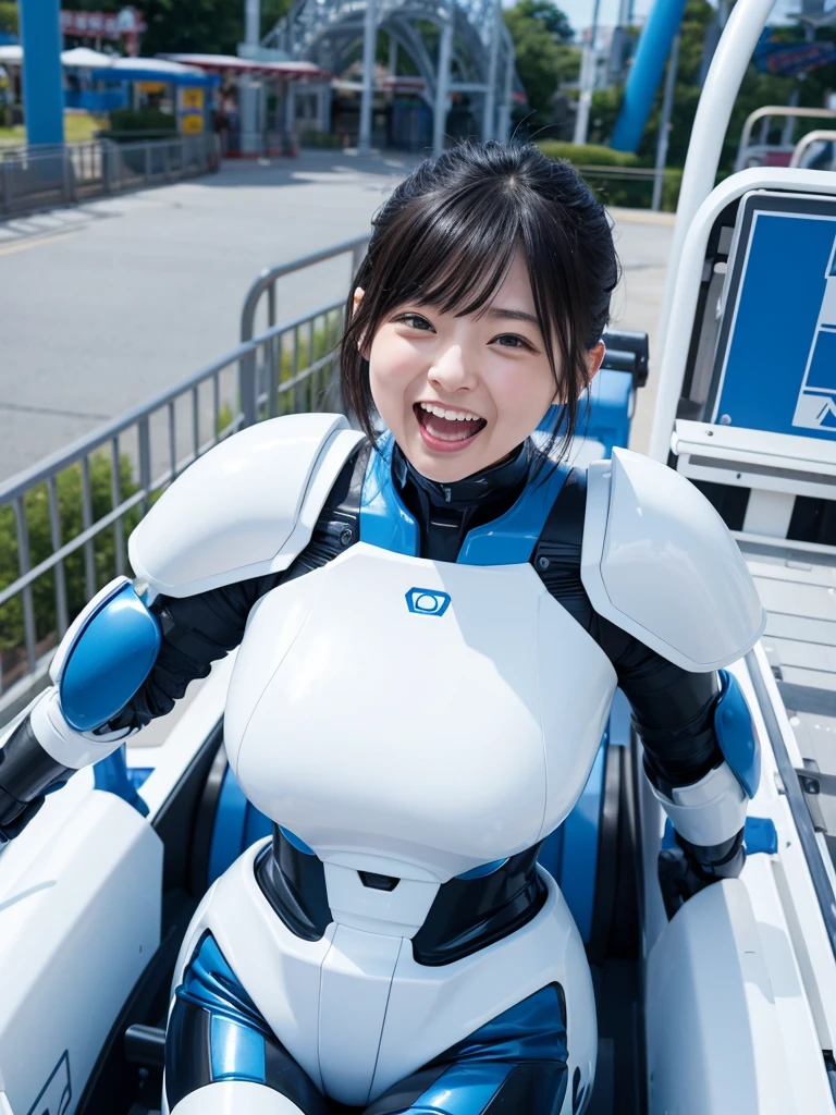(8k、Raw photography、Highest quality、masterpiece:1.2),(Black Hair、Dark Eyes:1.9),(Plug Suit:1.6)、View your audience,Viewed from the front,White skin,(:1.3)、(Tight waist:1.6)、(Clothes that accentuate the shape of the breasts:1.2)、(Big Breasts :1.5)、Slim figure、Ultra-high resolution,beautiful,beautiful fece,(One person、No background:1.9),whole bodyボディー,Japanese women,(reality的:1.37)、Photon Mapping,reality、(Baby-faced and cute: 1.2)、(Cute Smile: 1.8)、(Round face: 1.8)、Radio City、Physically Based Rendering、Depth of field rally background、photograph, (I can see your knees、Thigh close-up:1.8),(:1.6),whole body、Great quality