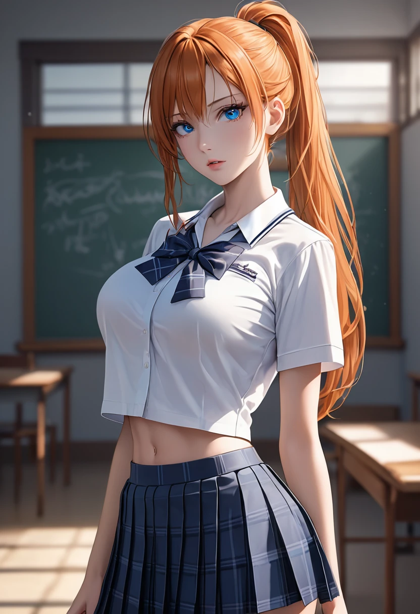 (best quality:1.5, High resolution, Ultra HD, 4K, Detailed lighting, Shaders), (High quality eyes), ( Perfect fingers), Curly hair, Gradient hair, Large Breasts, Set, shirt, 社交shirt, Short skirt, Mature woman , (View), White background, Colored eyeshadow, Dramatic Lighting, Bright Eyes, Emotional expression, Gold earrings, Exquisite facial features, soft skin, High cheekbones, city environment, White background, Don't look for the camera,, Behind the camera, whole body