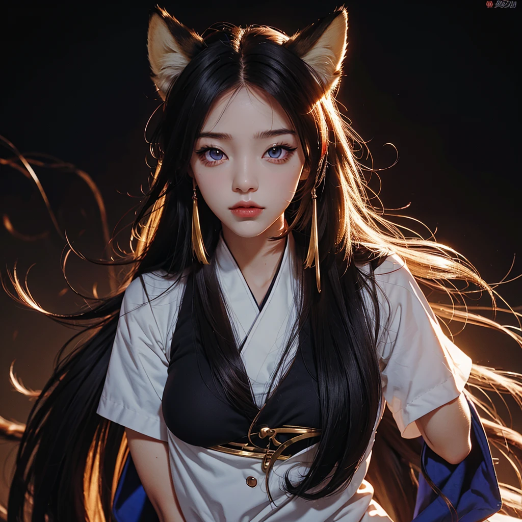 masterpiece 1 girl, Fox ears、Fox Tail、Double tail, Golden Eye, High resolution, high quality, Ultra HD,