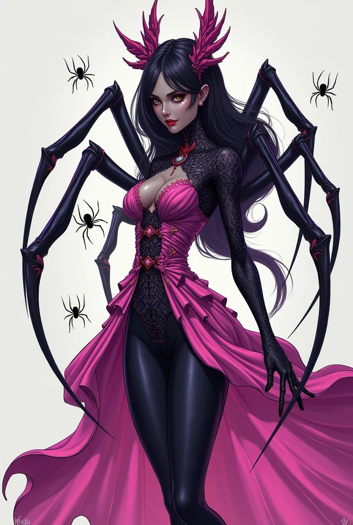 VelmaGreen,black eyes,purple lips, spider girl, solo, cowboy shot, full body, spider butt, solo,
VGdress,choker,horns,purple vest,bare shoulders,jewelry, cleavage,
cave, spider web,
(insanely detailed, beautiful detailed face, masterpiece, beautiful detailed eyes, best quality), <lora:VelmaGreen:1>