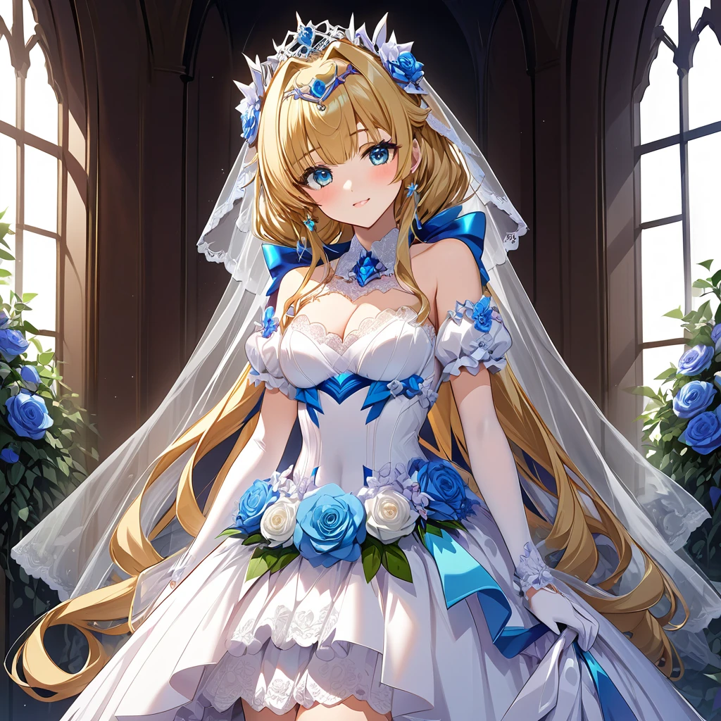 ((Highest quality)), ((masterpiece)), (detailed), （Perfect Face）、The woman is Extia Spica、The woman is wearing a gorgeous wedding dress and a wedding veil.