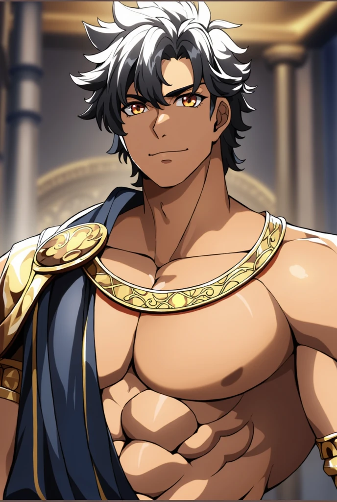muscular build, {{upper body}}, ((shinobi clothing)), {{blacksmith)}, ((Konoha Headband)), complementary colors, ((short hair)), ((red hair)), ((serious expression)), ((very dark skin)), 1boy, beautifully drawn, high resolution illustration, best quality, High definition, ((detailed anime sketch)), Masterpiece, (solo), absurdres, detailed background, fine detail, male focus, HDR,