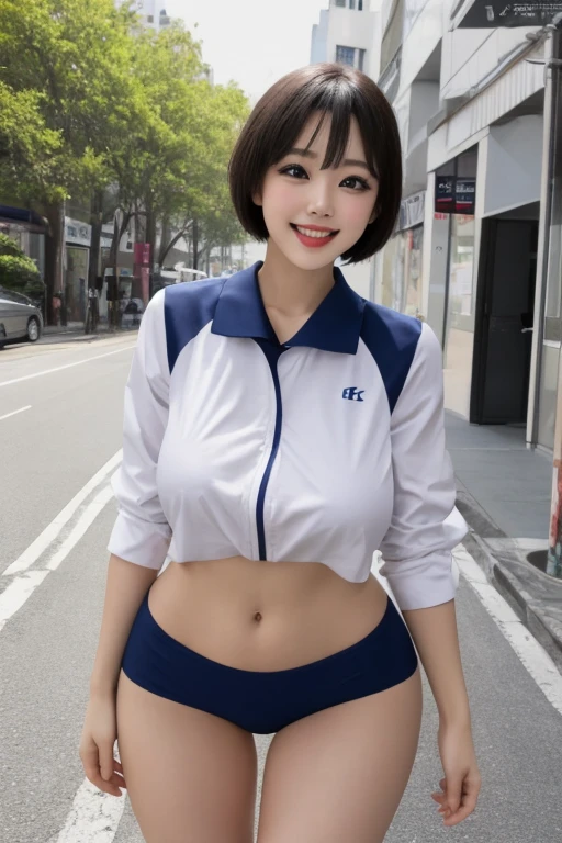 8K,masterpiece, best quality, Extremely detailed, [Perfect shadows and lighting], Detailed background, Incredible high-key lighting, ambient soft lighting,
Young women, and you, Beautiful face,Japanese Face Hole, Lips, cosmetic, Stylish hair, Perfect eyes, Gray hair, short hair, blue eyes,
Huge breasts, Thick stuff, Wide hips, Narrow waist looking at the audience, Tempting, Smile, giggle, open mouth, Sexy pose,
Uniforms, street, In the city, outdoor, transparent, Clothes that are too small in size,