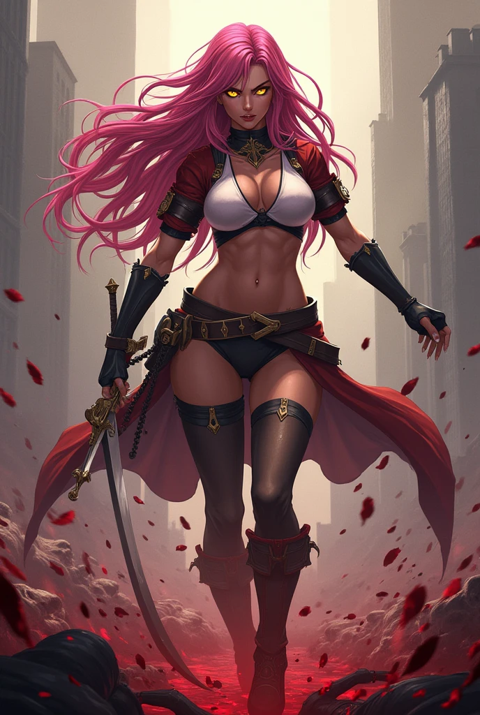 realistic, figure in frame, science fiction, beautiful sexy woman, muscular, ripped abs, attractive, seductive, serious expressions, wearing a sexy sleeveless dress , cleavage, medium breasts, long hair, detailed eyes, , detailed face, complex, cleavage, midriff, symmetrical face, sharp focus, perfect, model, textured, looking into the camera, chiaroscuro, professional make-up,(perfect ???????), (sports body), (big breastes), (thick-thighs), (perfect arms), (tracksuit ), Pointed bracelets, looking a viewer, (Medium full-frame photography), (Background of the battle arena), (White dreadlocks,tomboy, warrior, berserker, tall female, muscular female, living hair, sauvage,, medieval clothing, fantasy, fantasy weapon, huge breasts, barbarian pants, , combat boots, armor, red hair, crazy smile, open mouth, biceps, necktie, thick arms,pullover, solo focus, long hair, , crazy smile, long hair, pants, noble cloths, noble clothing, french cloths, very long hair, BOOTS, full body, pink lips, hime cut


