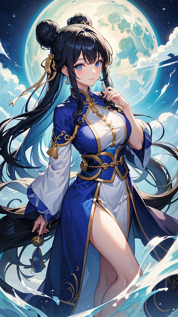 anime girl with long hair wearing a blue dress and a crown, extremely detailed artgerm, style of artgerm, artgerm. anime illustration, artgerm. high detail, style artgerm, artgerm on artstation pixiv, ! dream artgerm, artgerm detailed, anime goddess, 8k high quality detailed art