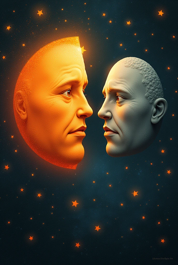 Draw a physicist fighting with a chemist in the rings of Saturn about his theories