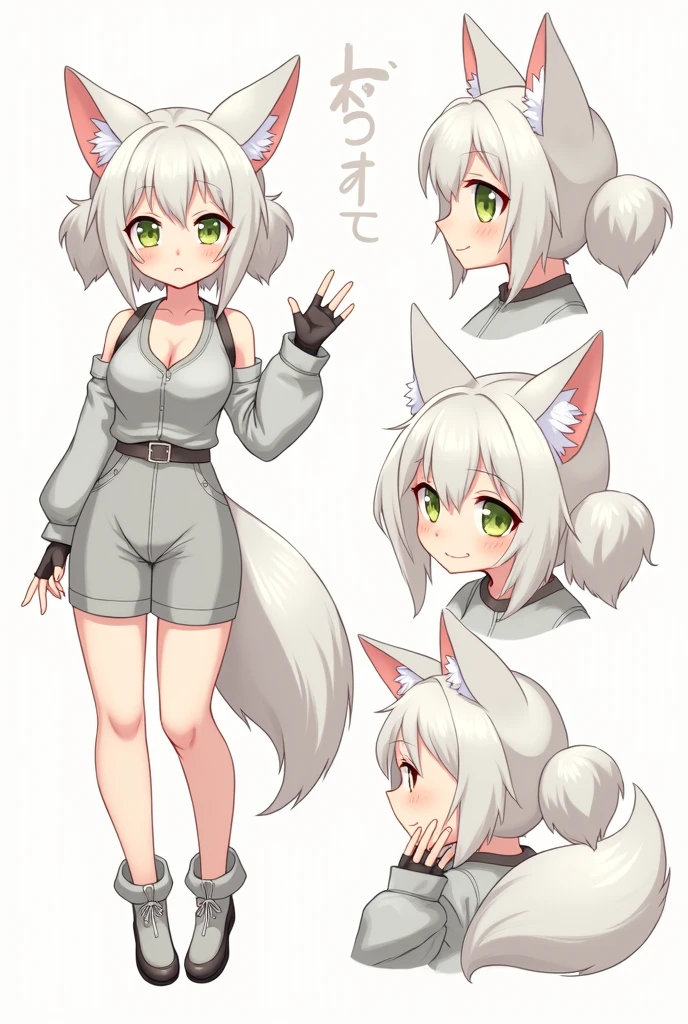 (Hairy woman:1.2), (Furry:1.2), (bodyfur:1.16), (Gray fur:1.12)anthro, Tail, 1girll, Heterochromia, Solo,sketching,Thick lines,escala cinza,a sketch,Reference diagram,(Front and back perspectives of the same character:1.2, (hyper pussy:1.2),