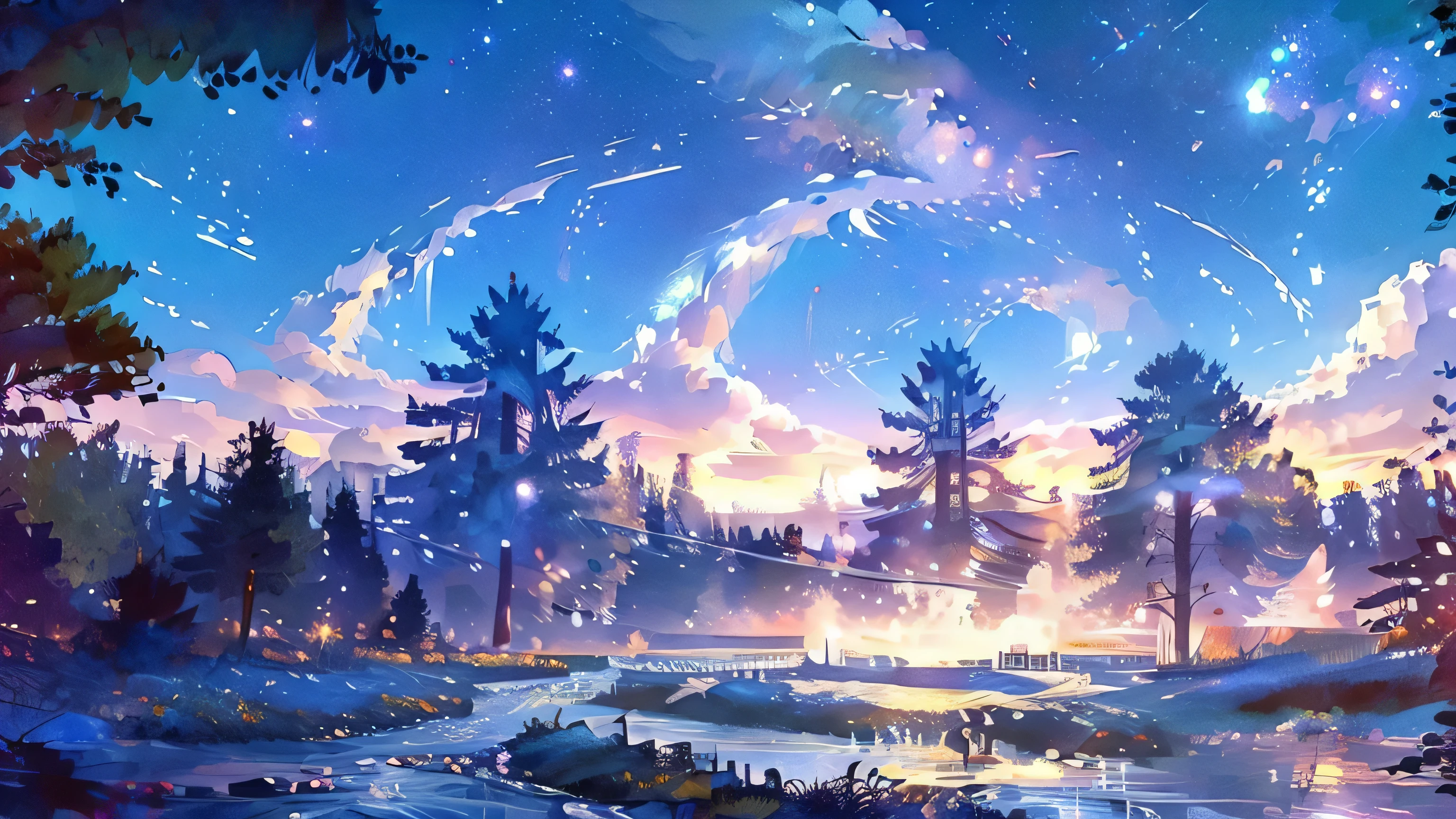 In this dreamy HD wallpaper,We encountered a secret place that combines natural wonders with fantasy elements。Center of screen,Under a vast starry sky,A bridge made of bright stars spans the sky,Connecting two distant universes。This bridge is shining like the Milky Way,Mysterious and magnificent,Infinite imagination。
Under the bridge,It is a mysterious forest illuminated by starlight.。Trees towering into the sky,Mottled starlight shines through the branches and leaves,Covering this forest with a dreamy veil。Deep in the foreseems that some unknown creatures are whispering,They are either hidden or visible,Adding a bit of mystery and exploration to this quiet night。
At the edge of this forest,A clear stream gurgles by,The stream sparkles silvery under the starlight,It's like nature's most exquisite necklace。Creekside,A few wild flowers bloom quietly,They are inconspicuous,But it looks particularly beautiful against the backdrop of the starry sky。
The color of the entire wallpaper is mainly dark blue and silver white.,Create a peaceful and profound atmosphere。The vastness of the starry sky、The depth of the forest、The clarity of the creek,And the mystery of those unknown creatures,Together weaving a story about exploration and dreams。In this wallpaper,We can not only appreciate the beauty of nature,I can feel the yearning and pursuit for the unknown world.。