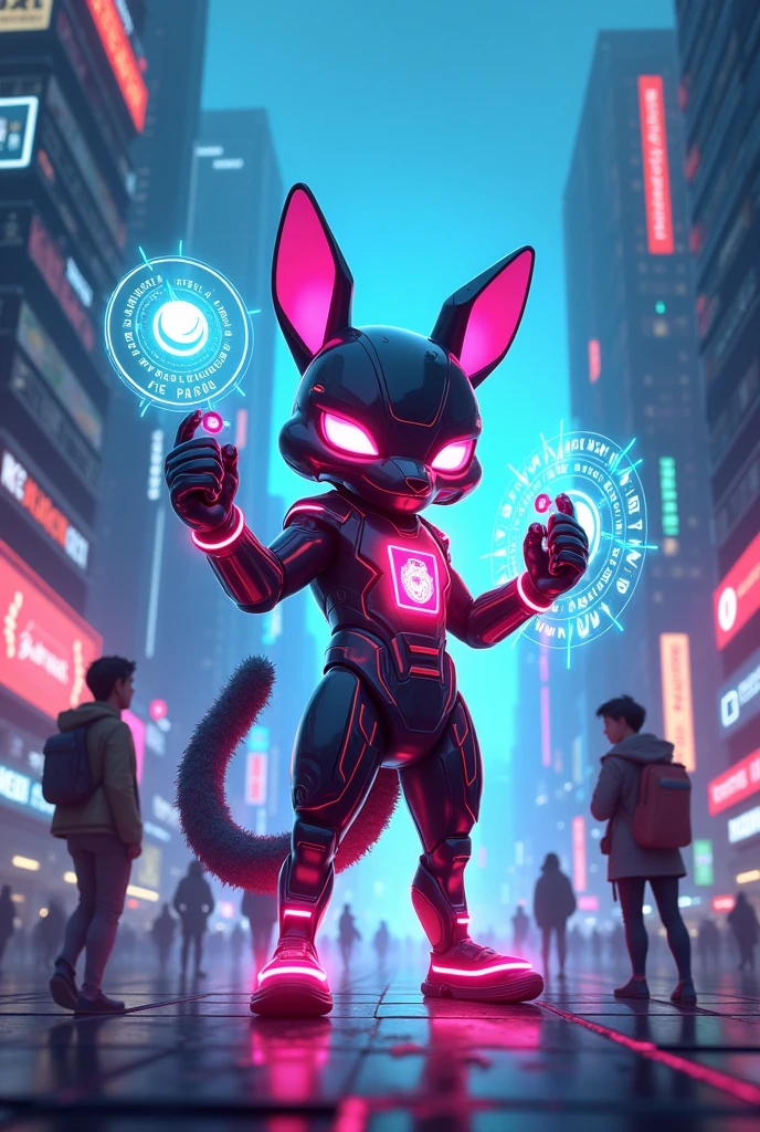 depiction of a cyberpunk cat girl, using a neon color palette of blues, greens, and purples, cyberpunk, android girl, background, score_7_up, score_8_up, score_9, abstract, cyberpunk background, detailed eyes, one cute fang, cybernetic implants, android, slit pupils, cat eyes silhouette, 1girl, score_9, score_8_up, score_7_up, highres, masterpiece, cowboy shot, young girl, tinyy proportions, loli:1.5, tinyy chest, skimpy neon hologram cyberpunk outfit, high cut, cutout, tight, no human ears, cybernetic neon cat ears, furred arms and legs, neon cybernetic cat tail, cybernetic digitigrade legs, dynamic erotic pose, neon strips in skin