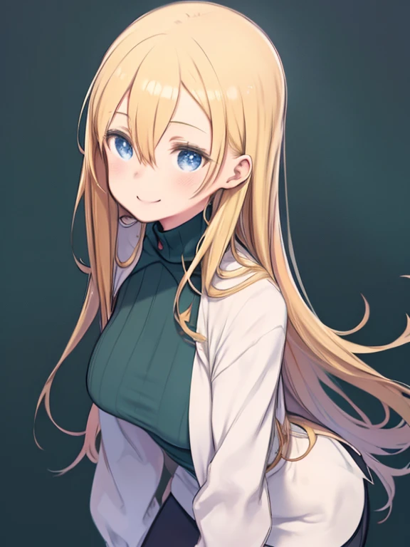 One Girl、Blonde Hair、long hair、Hair between the eyes、Big Breasts、Huge breasts、Blue Eyes、(Green turtleneck rip-off sweater)、Clothes with body lines、Erect nipples、bulging large areola、White Cape、Upper Body、night、Standing in the backstreets of Türkiye、Back Against a Wall、Making a peace sign、Watching the audience、Embarrassed、Red face、Smiling、Prostitute、Angle from the side obliquely、