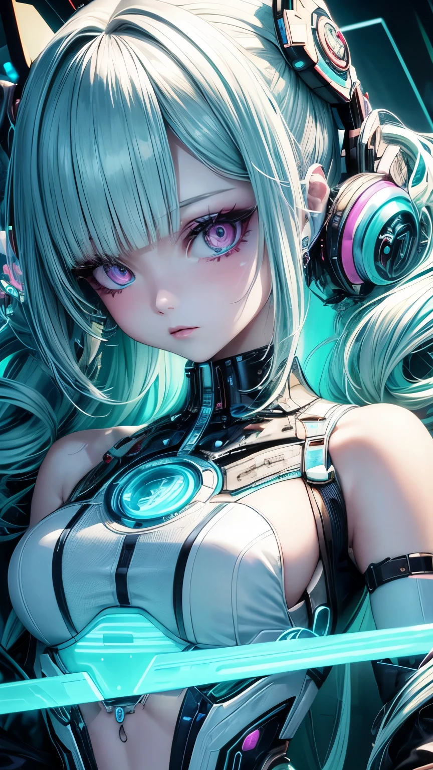 A close up of a woman with long hair and headphones - SeaArt AI
