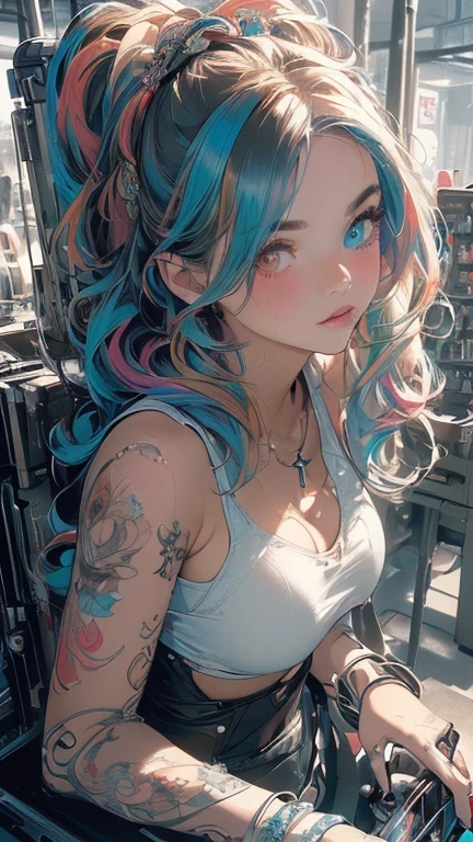 (((masterpiece, Highest quality))),(((alone:1.2))),(((One girl:1.2))),32K Wallpapers, Very detailed,(((((portfolio))))),(((((close))))),(((((breast enhancement))))),((((More Angles)))),((((highlight)))),((((Heterochromia iridis)))),(((completion. Detailed face))),((((Very talented)))),(Colorful color scheme),(((((Very simple background))))),(((Texture of the person : Grunge))),Marvel Superheroes,Retro Wave,Vaporwave,the 60's,1970s,80's