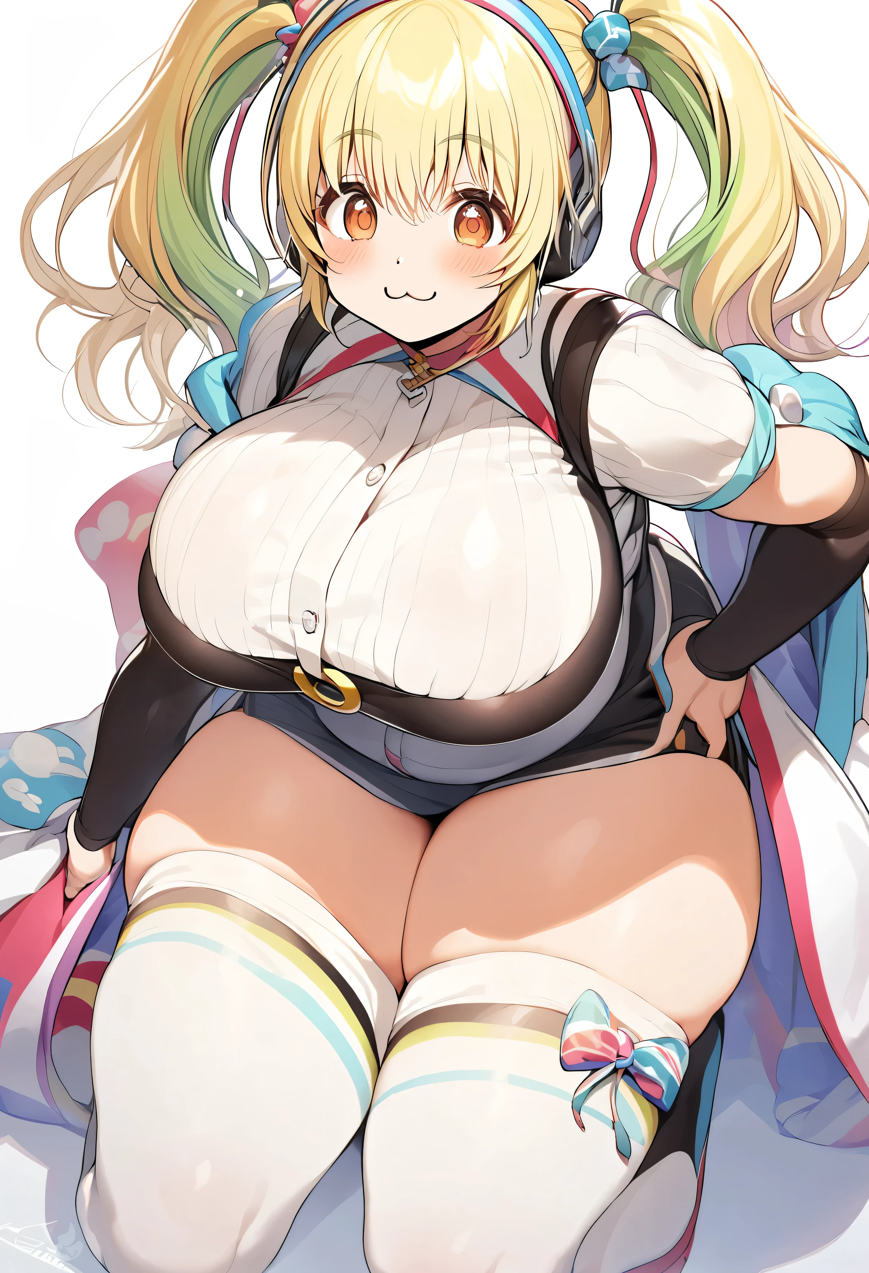 (The wonderful Pochaco:1.5), Plump (blonde) With thick thighs, Braid, :3 sides, Big beautiful breasts, modeling 