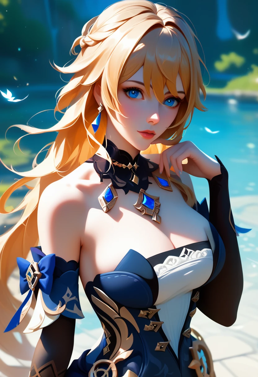 score_9, score_8_up, score_7_up, high quality ,masterpiece ,best quality ,rate_questionable ,  character_Navia_Genshin Impact  ,large breast ,golden hair ,Beautiful Skin ,blue eyes