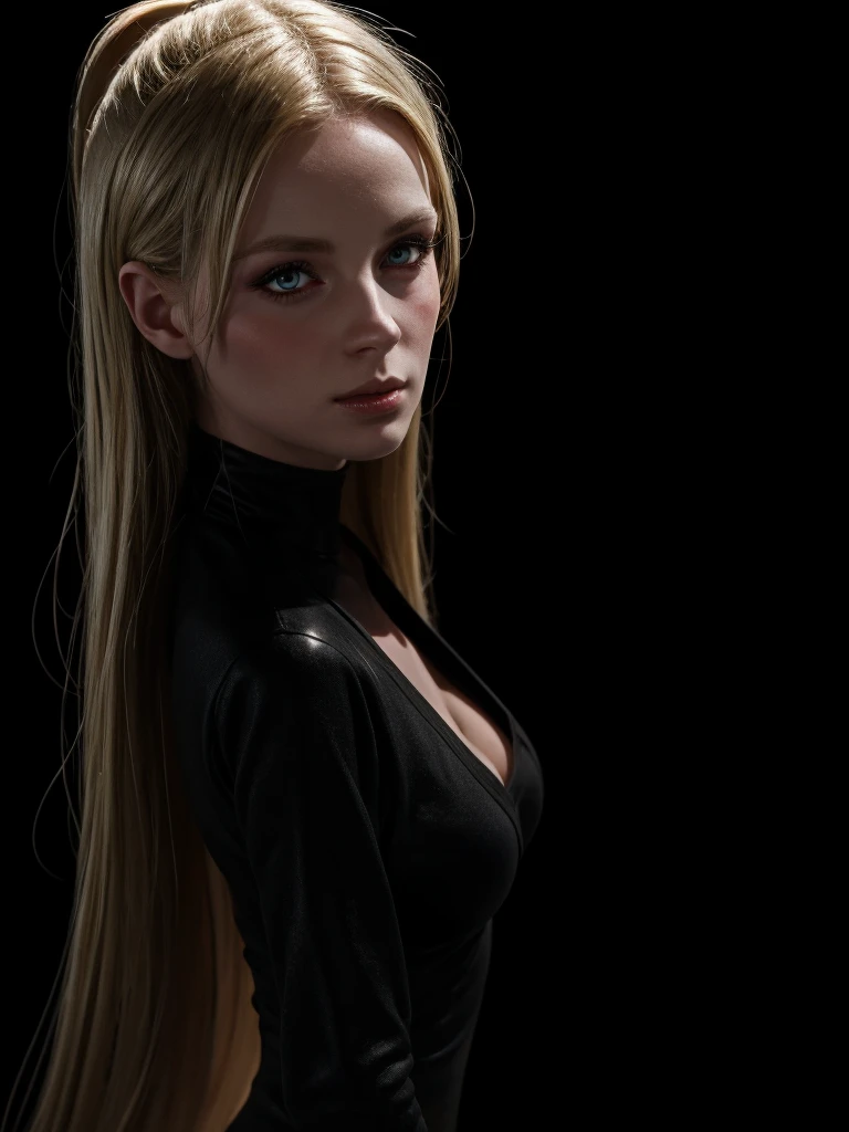  girl,nakeness, Soft light, Best Qualit,, in a panoramic view, masutepiece，,concept art by Eugeniusz Zak,,black background,  , black background,black background, black wallpaper