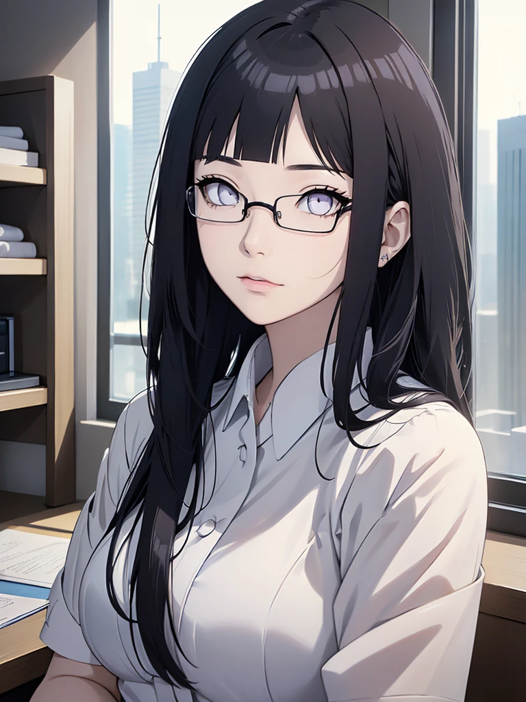 (masterpiece)), (best quality), highly detailed, heart, (highly detailed eyes), (shiny skin), ((delicate eyes)), double eyelids, beautiful and delicate photo, detailed background, 
BREAK
anime girl with black hair, Hinata, in office ,office dress, Working, sexy glasses , near window, big photo, Japanese , best anime 4k konachan wallpaper, girls frontline style, girls frontline cg, from girls frontline, girl with black hair,((adorable)), (Thick black eyeliner), (light white eyes), (electric eyes), (20 years old), pale skin, model, delicate eyelashes, (big adorable eyes)