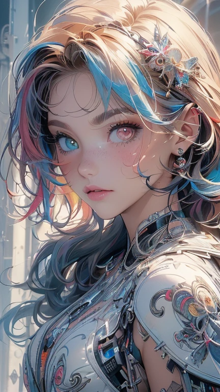 Beautiful girl story wrapped in love, Beautiful eye details, A captivating anime girl gracefully emerges from the pages of a watercolor painting, Her vivid and complex colors are, Bring your artwork to life, (see-through transparent clothes, Transparent costume:1.5), She dons an extraordinary fantasy costume adorned with delicate details, reflecting the enchanting world she inhabits, Luminescent elements, like glowing crystals and ethereal wisps, surround her, casting a soft, otherworldly glow, The style of watercolor painting is、Imbues the image with a sense of fluidity and delicacy, as if the colors are effortlessly blending and bleeding into one another, Camera shot: medium shot, Soft Focus, Luminescent glow illumination, watercolor brushstrokes, Sophisticated and very delicate anime illustration, unique colors, Portrait of an anime girl, infinite love, Irridescent color, beautiful girl illuminated by seven colors of light,
