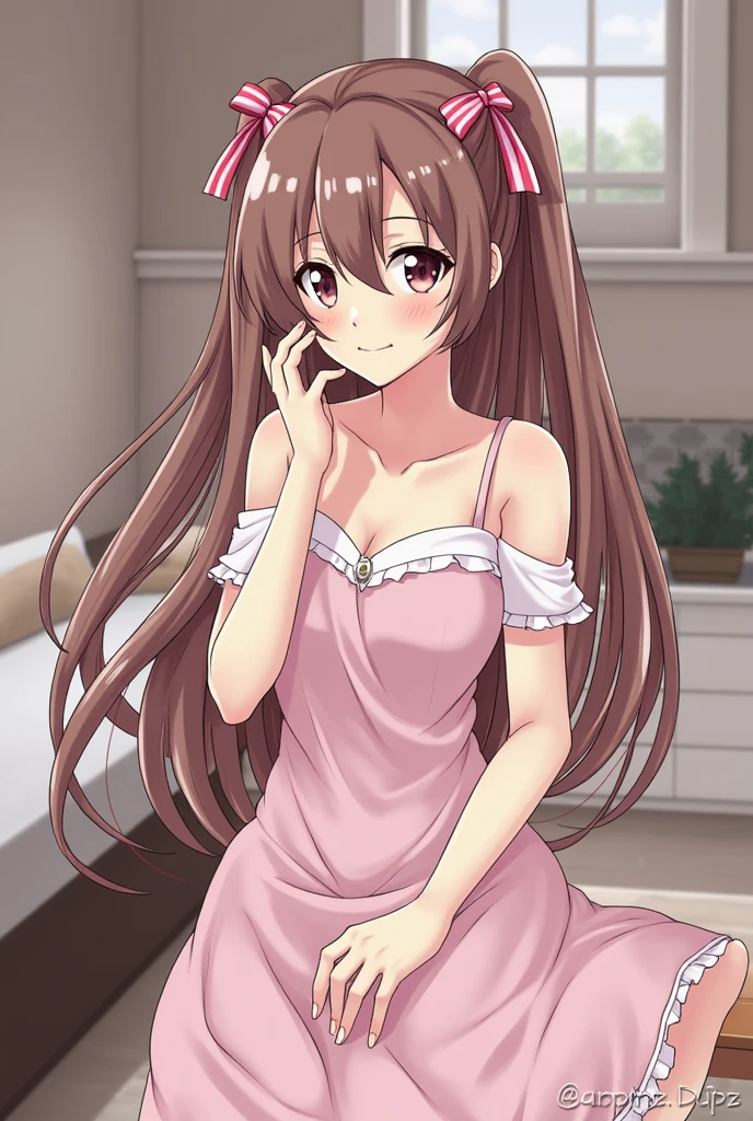 Highest quality, masterpiece, Ultra-high resolution, 8k,Show anime style , Soft line drawing, Digital Enhancement, shojo anime touch, shojo manga core, Flowing fabric, close, Soft Drawing, Ultra High Definition Digital Anime Art, Clear facial depiction, Highly detailed girl manga character art, Ultra-detailed manga style, Highest qualityの色,((( 1people々 woman))),(短い茶色の髪のwoman), Wet Hair,Beautiful brown hair, Clear brown eyes, A little chubby,Small breasts,pajamas,((She is sleeping in bed,from side,(Wearing a futon.),I sleep in bed with her, Her peaceful face,She wakes up,I call out good morning,((She smiled charmingly)),(Focus on the face)