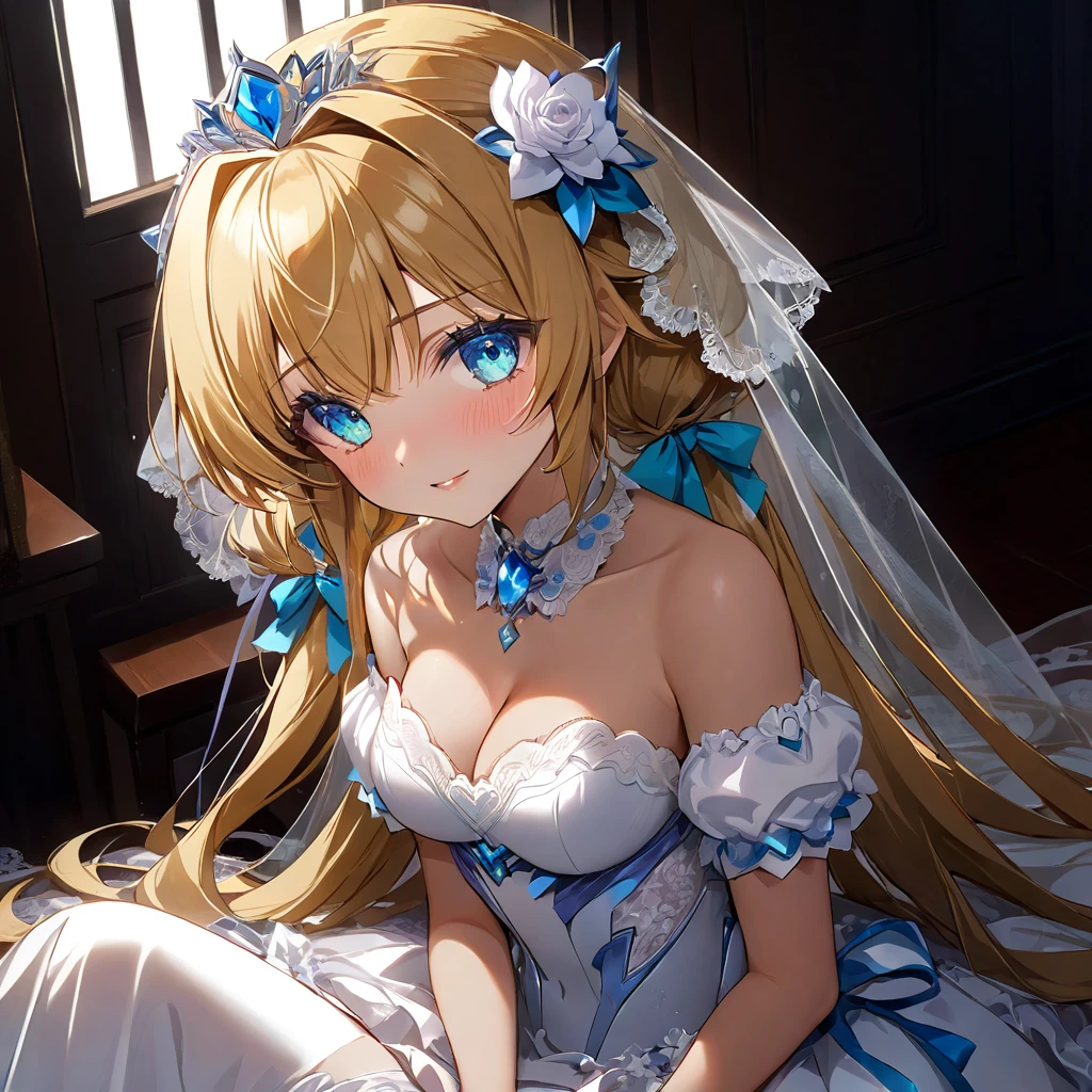 ((Highest quality)), ((masterpiece)), (detailed), （Perfect Face）、The woman is Extia Spica、The woman is wearing a gorgeous wedding dress and a wedding veil.