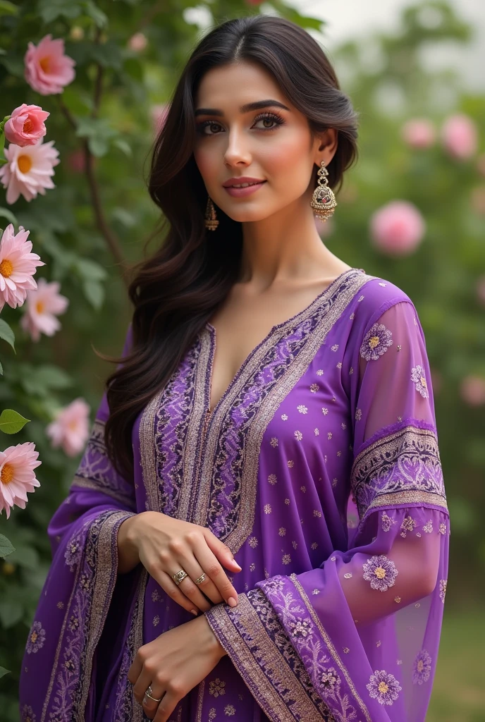 glamor photo of a 25_year old desimocha  woman, studio quality, in a purple pakistani dress, canon 5D, realistic skin texture, skindentation, flat white background, <lora:DesiCoffee_SDXL_20_LoRA:1> <lora:pakistanidress:0.7>