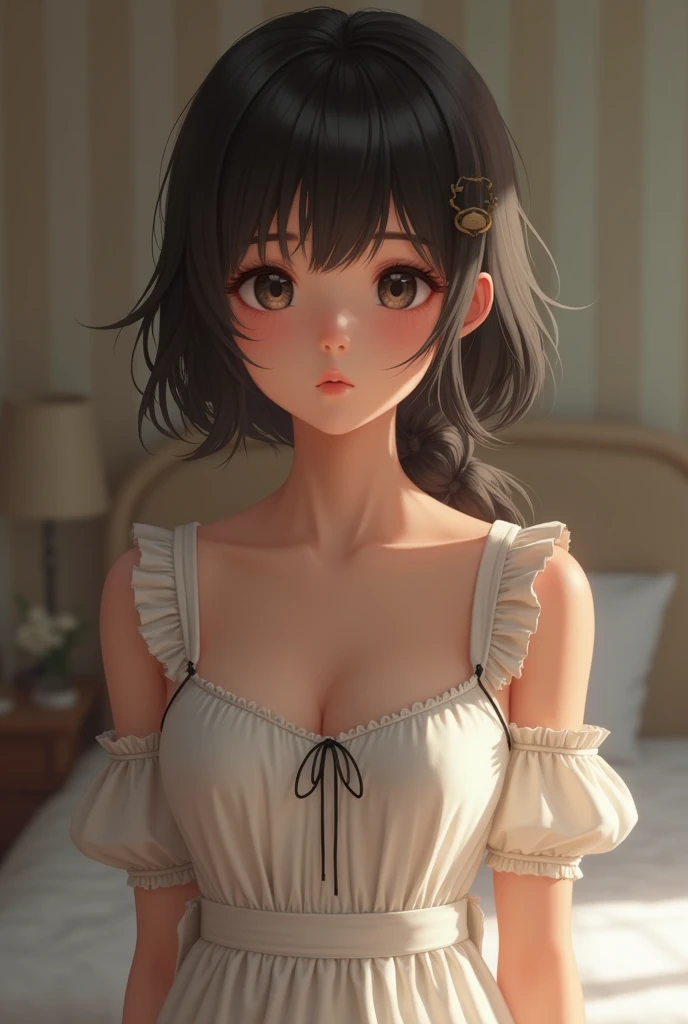 masterpiece, highest quality, One Girl, 、Thighs, beautiful girl, Flowers, たくさんの小さなflowerびら, flower、Small waist, RAWphotograph,Bright lighting、Face Light, Ultra-realistic, High resolution, photograph, Sharp focus, Highly detailed eyes and face,Symmetrical face, whole body、Large Breasts、Long Hair、チラリと見えるThighs、Emphasized cleavage、Afternoon Dresses、White high heels、dance