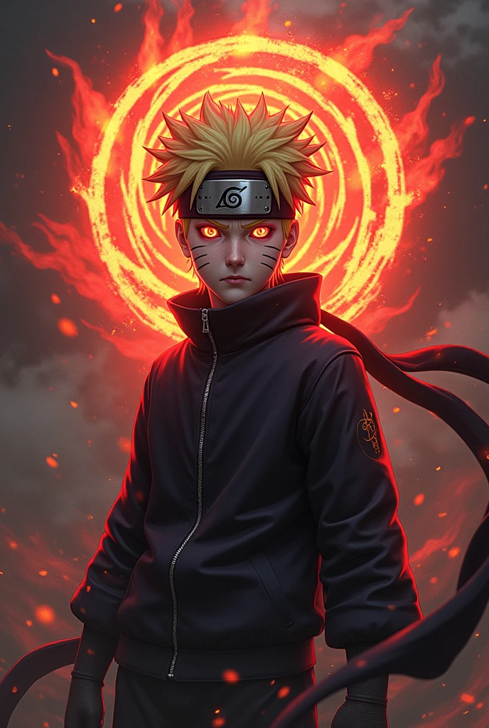 Naruto angry with red eyes focusing on his face 

