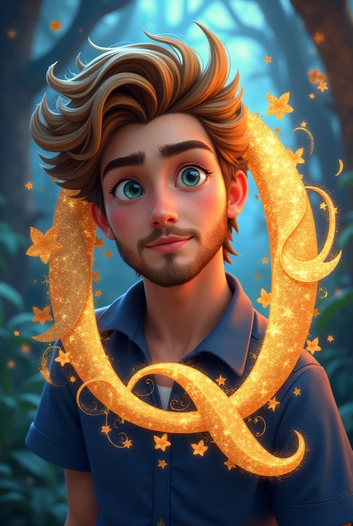 Lettre Q de l'alphabet disney prince barbu jeune blond et brun