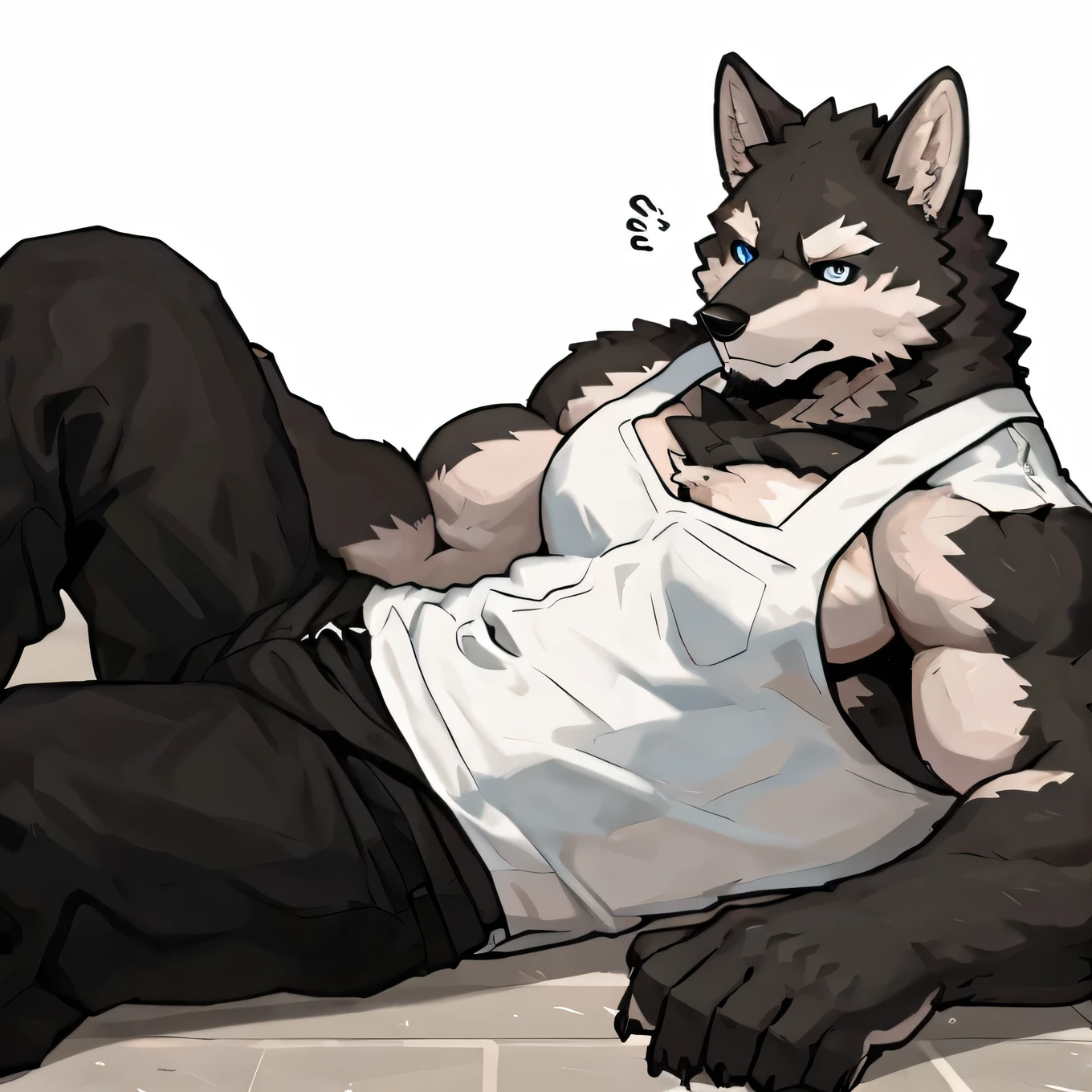 Werewolf gigantic, grey hair History teacher, at his house background, opened shirts, pant , oversized bulge & dick speech bubble english text, skinny body huge size difference , skinny focus, holding him tightly in his lap, jacked body, hard blowjob, 
