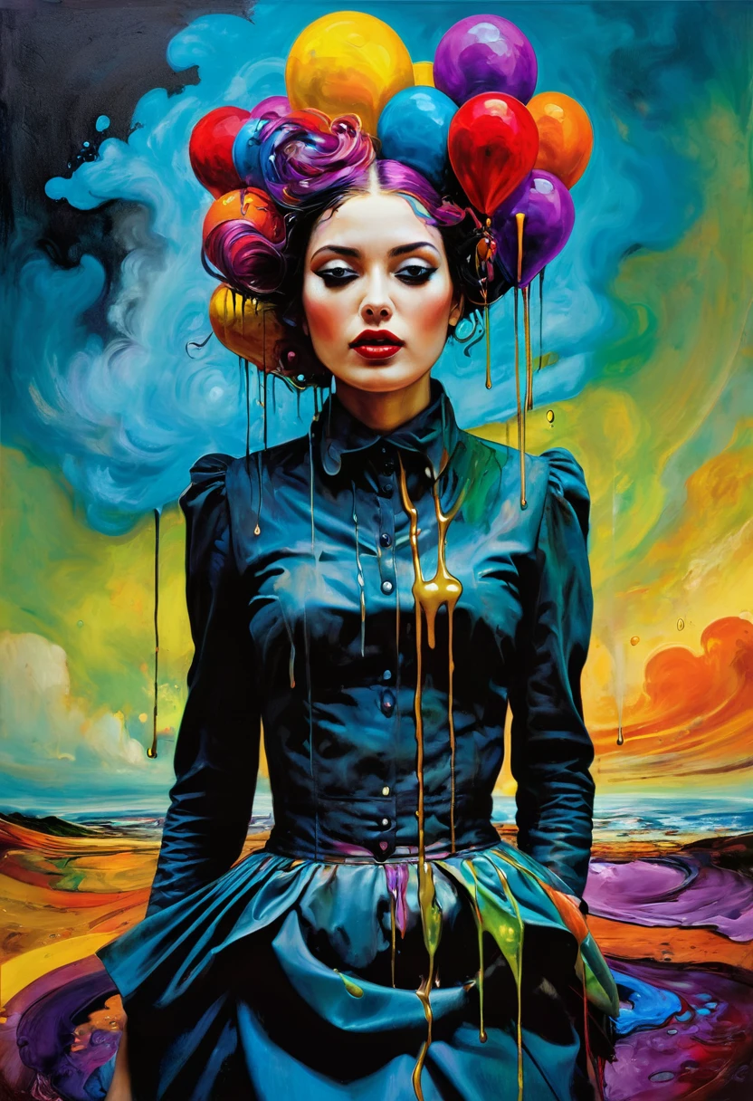 (Artistic Masterpiece of Romantic Life) ( (Themed Art of Life) ( (Conceptual Art) (NFT Exclusive) (Fauvism Work) ()”) Where visual poetry transcends traditional boundaries and embraces the dynamic interplay between creativity and technology Takes),dripping paint,darkart,style, in the style of esao andrews