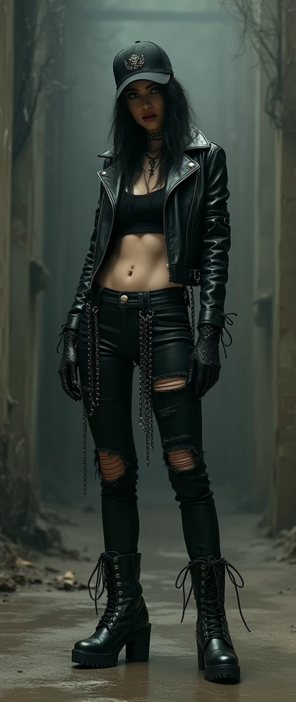 Zoya, perfect lighting, extremely detailed CG, 1girl, breasts, earrings, jewelry, makeup, medium breasts, necklace, shorthair, solo, tattoo, arm tattoo, silver hair, wet, standing, pants, crop top,((masterpiece:1.2, best quality, high resolution, distinct image)), Zoya from path to nowhere, muscular female, sharp eye, tattoo, perfect lighting, big breasts, bright white hair, black lips