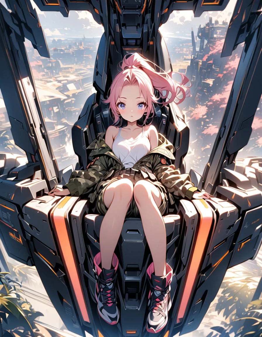 ((Best quality)), ((masterpiece)), (detailed:1.4), 3D, an image of a beautiful cyberpunk female,HDR (High Dynamic Range),Ray Tracing,NVIDIA RTX,Super-Resolution,Unreal 5,Subsurface scattering,PBR Texturing,Post-processing,Anisotropic Filtering,Depth-of-field,Maximum clarity and sharpness,Multi-layered textures,Albeo and Specular maps,Surface shading,Accurate simulation of light-material interaction,Perfect proportions,Octane Render,Two-tone lighting,Wide aperture,Low ISO,White balance,Rule of thirds,8K RAW,long braid on one side,wet panties,Take the floral panties,pink panties,can saw a trace on my underwear vagina,can see the pussy from panties,black stockings,black garter belt,zoom in pussy,very huge breasts,tight legs,big labia majora pussy,big tits,very big breasts,big clitoris female genitalia, sci-fi shirt,pubic hair,There is a small tattoo above the genitals,(idle)Sit with your legs spread apart, Big, light pink pussy visible from behind,nude,glossy pussy,Stick your finger in her pussy from behind,Stick your finger in her pussy,zoom in pussy,close up pussy,(pink hair on pussy),white hair women,woman is being masturbated by a machine,Lace patterned panties