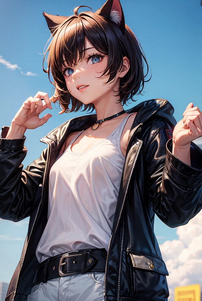 (masterpiece), (best quality), realistic, cinematic light, Hinata from Naruto, cool pose, battlefield background, perfect body, white eyes, white bobcut hair