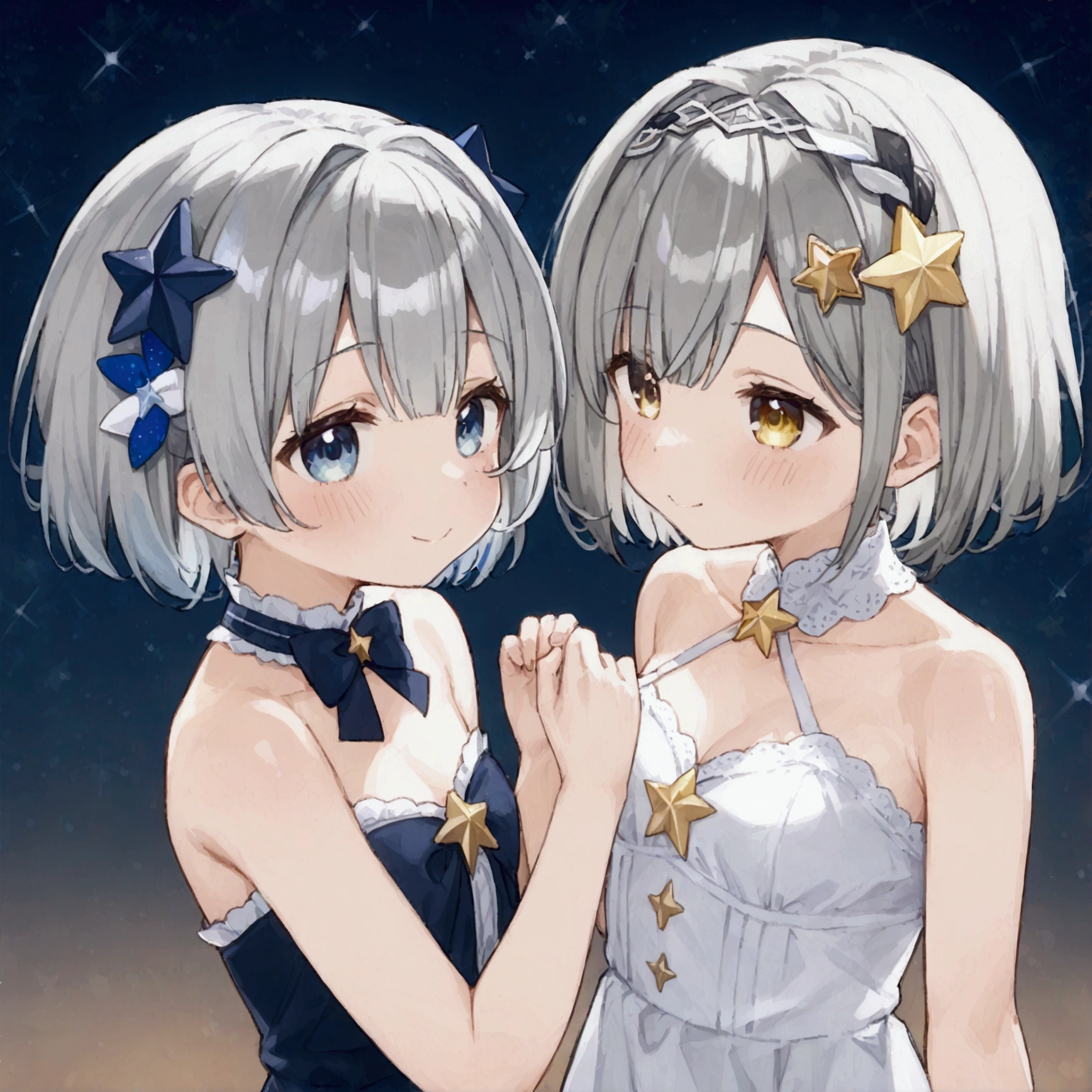 Amane Kanata,　Ho****ve,Gray Hair,short hair,Star-shaped hair ornament, cute