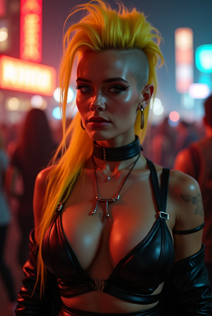 (((Masterpiece))),high resolution,realistic details,sharp focus, hyper-realistic photo of a bartender behind a bar serving you drinks, cyberpunk scene, cyberpunk vibe, New York city in the year of 2527. Super futuristic bar, sharp details, Sexy girl as a bartender,anatomically correct body, pink hair, [Asian | American], depth in vision, illuminated by vibrant neon lights and holograms. Capture the scene from a street-level perspective during a dark and rainy night. The atmosphere should convey a bustling yet ominous mood, highlighting the contrast between the dystopian environment and advanced technology.(Very detailed: 1.3),4k