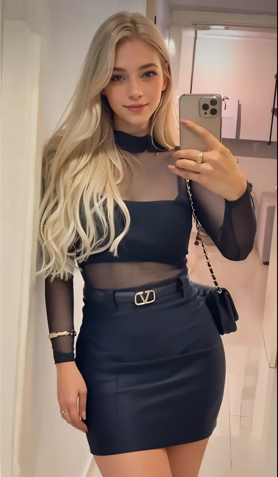 Face of a woman, americana, age 25, pale skin and freckles, grey-eyed, delicate nose, soft and delicate lips, Long Wavy Gray Blonde Hair, Sweet smile, cabelo solto e cheio