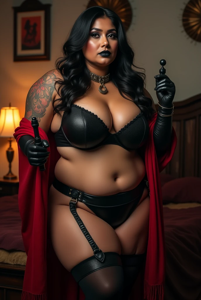 Indian women,30 year old, bright black lipstick on lips,big and voluptuous breasts, gigantic and enormous butt, thickest thigh,huge knockers,widest hips, lowest waist,slim tummy,huge bust, wearing a tight skeleton suit, skeleton makeup on face, sitting at throne
