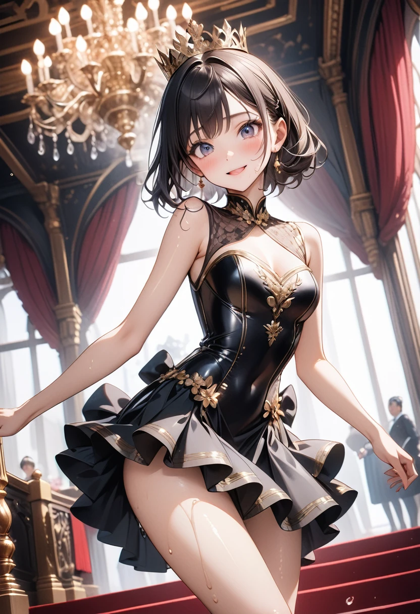 1girl, best quality, beautiful, short hair, 8K, dynamic angle, act elegant pose, earrings, perfect body, concept