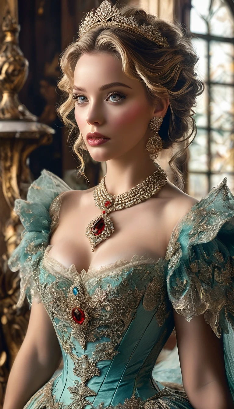 Photo of an aristocrat with big breasts, elegant, Hawk nose, who embodies old-fashioned class, Raffinesse, Elegance and health, natural beauty. curvy, thin waist, wide hips, swinging hips. . Opulent, historically accurate Victorian dress. Mixture from Laura Vandervoort, Scarlett Johanson She lies seductively under a Virginia oak tree.
High resolution, ​masterpiece, anatomically correct, best quality, Multiple awards, super detailed, uhd, textured skin, open mouth, ear rings,  diamond necklace, longeyelashes,big boobs,  red corset, Hourglass figure,longeyelashes, detailed face,very detailed face, very long eyelashes, Full body photo, full body shot,Looking at the viewer, open mouth, 