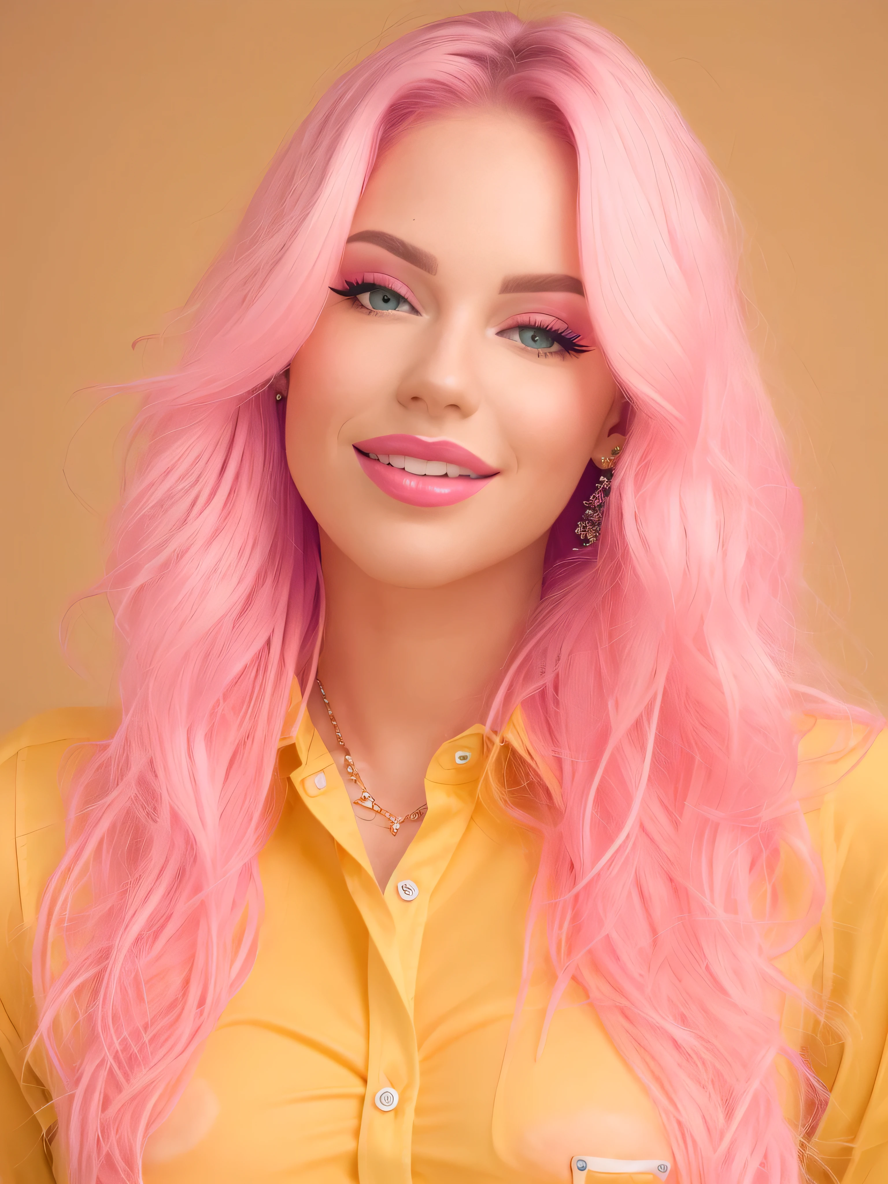 realistic, full body image of laurence bedard with long [blonde hair] wearing a yellow cropped shirt, blonde swedish woman, pink lips, pierced right sidenose sexy face, instagram model, pink girl, thin light pink lips, anna nikonova aka newmilky, yellow shirt, perfect face, with visiable (hard nipples:1.3), grinning at viewer, seductive