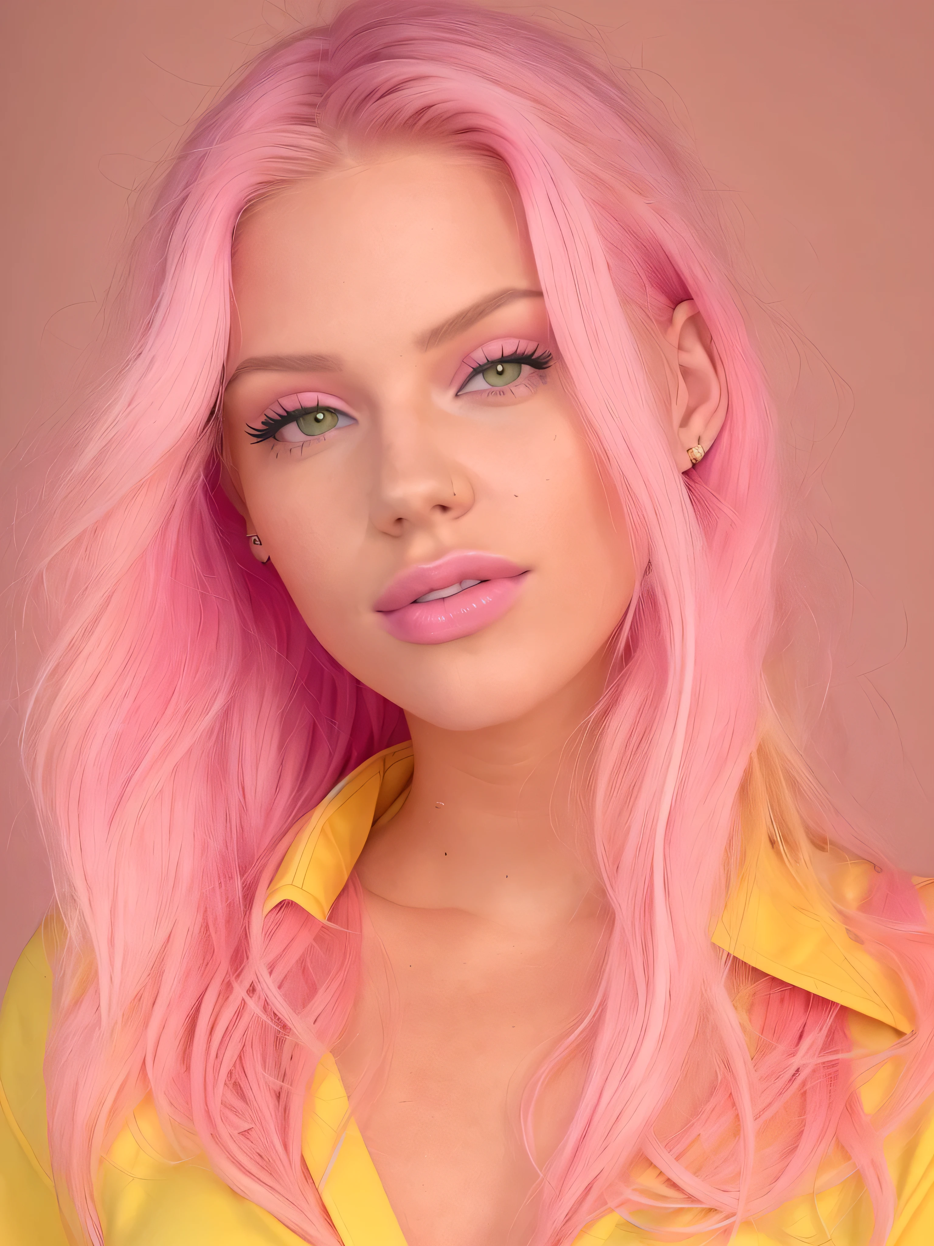 realistic, full body image of laurence bedard with long [blonde hair] wearing a yellow cropped shirt, blonde swedish woman, pink lips, sexy face, instagram model, pink girl, thin light pink lips, anna nikonova aka newmilky, yellow shirt, perfect face, with visiable (hard nipples:1.3), grinning at viewer, seductive