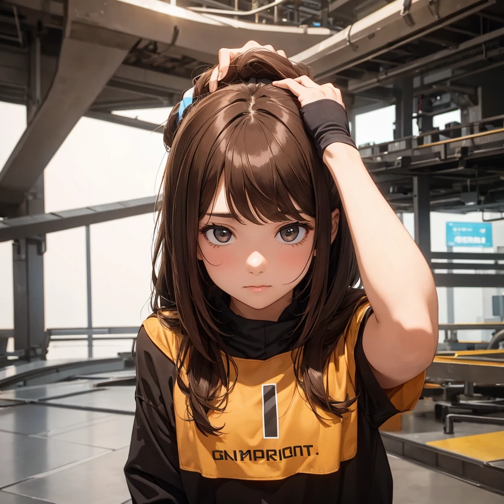 Original Character , 1girl, (mad smile:1.2) , blond hairbl , By bangs , Mad eyes , Place your hands on your face , Yellow blood splattered on the face, Yellow and black color scheme, with her mouth open, (largeeyes:1.2), glowing light eyes, Left star-shaped eye, Star-shaped eyes, Pink eyes,no clothes are worn,kneels on the ground