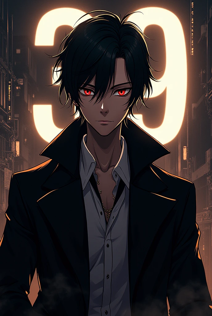 of a guy，Smoking with a gun，Determined gaze，Sharp lenses，psycho pass，Cubism blended with anime art，A key visual element of chiaroscuro。
