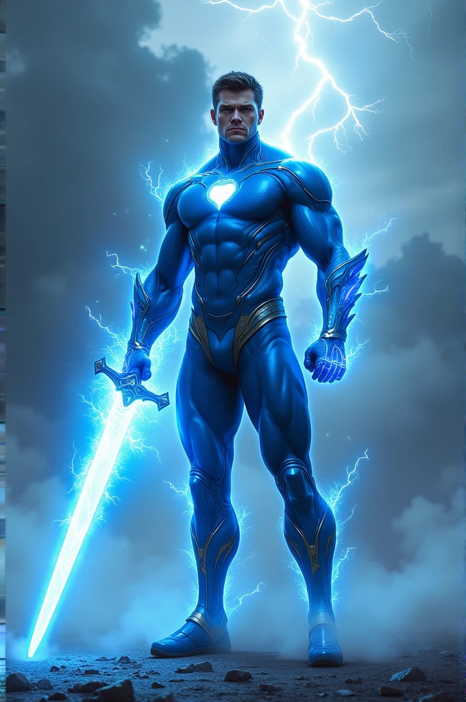 masterpiece, high detailed images, high quality images, perfect faces, Realistic drawing of a bald superhero, olhos brancos, corpo totalmente azul com brilho de energia usando uma sunga preta, bare-legged, with his fist raised releasing a beam of energy that makes a platform under his feet, voando com o planeta Marte ao fundo, arte realista, arte detalhada, Fantastic Art, 8k, Dr, Manhattan, Watchmen, inspirado em Brian Bolland