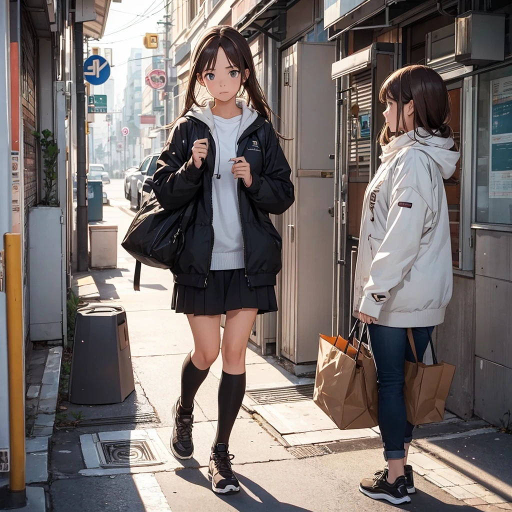 Girl walking in the city