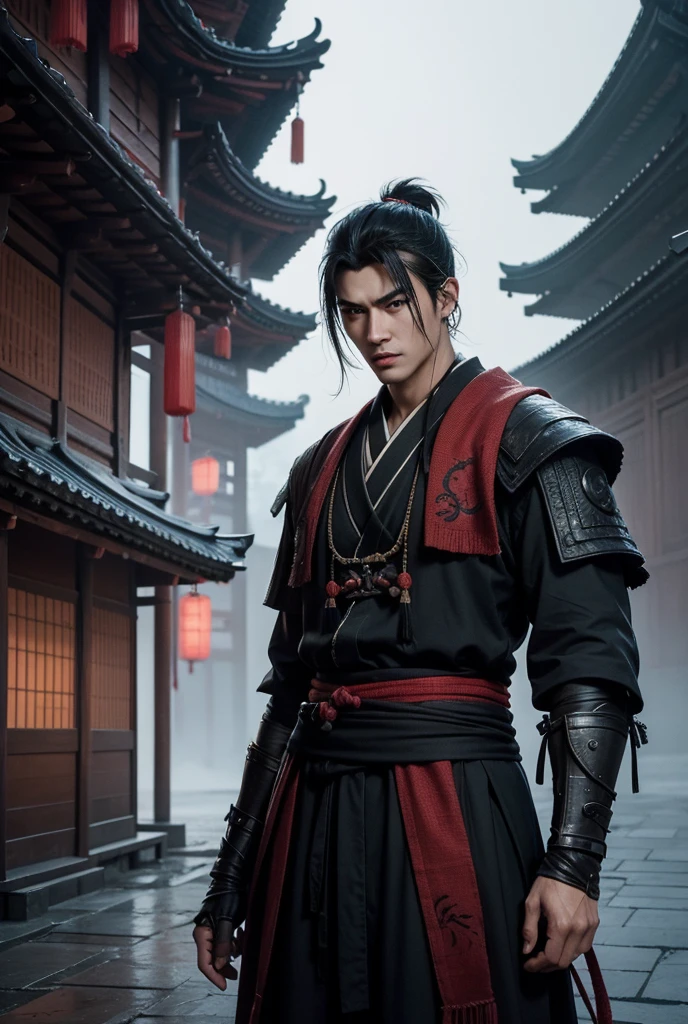 8K,Photorealsitic　Raw photography　top-quality;1.4) 　(One Boy)　Super handsome　(Lifelike face)　Anime-style rendering of historical samurai duels, Features highly detailed characters and landscapes, Atmospheric background, Reminiscent of the works of Hideaki Kuno and Stanley Ateg Liu.　超A high resolution　A hyper-realistic　real looking skin　Beautiful expression　enticing　Ultra-precision details of Japan swords
