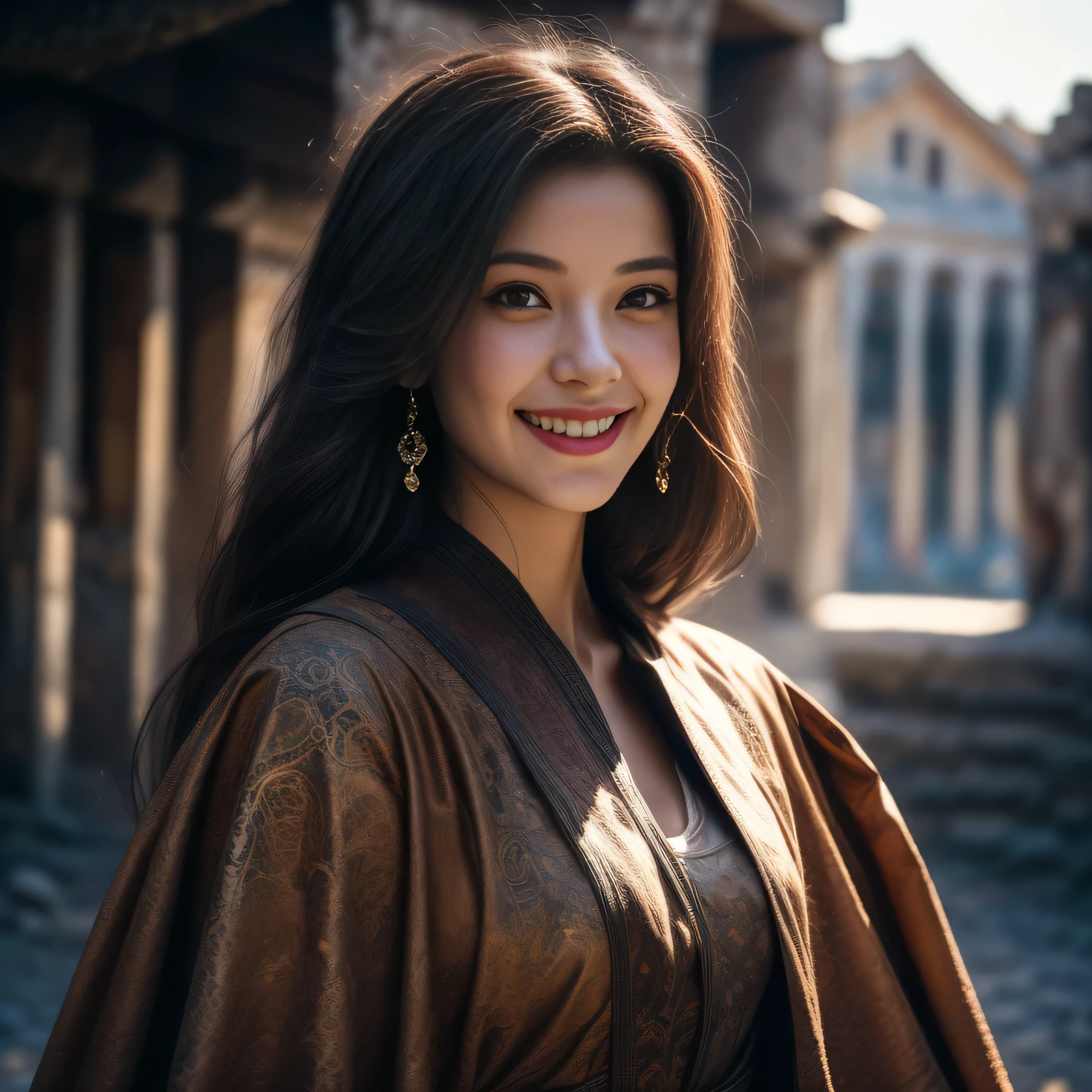 design, interrior, interriordesign saint_cloth, divine_armor Masterpiece, best quality, (highly detailed raw photo:1.2), 8k render in octane, volumetric lighting, volumetric shadows a portrait of a woman, (armor reflexions:1.2), smiling, cloak ((realistic highly detailed greece ruins background))