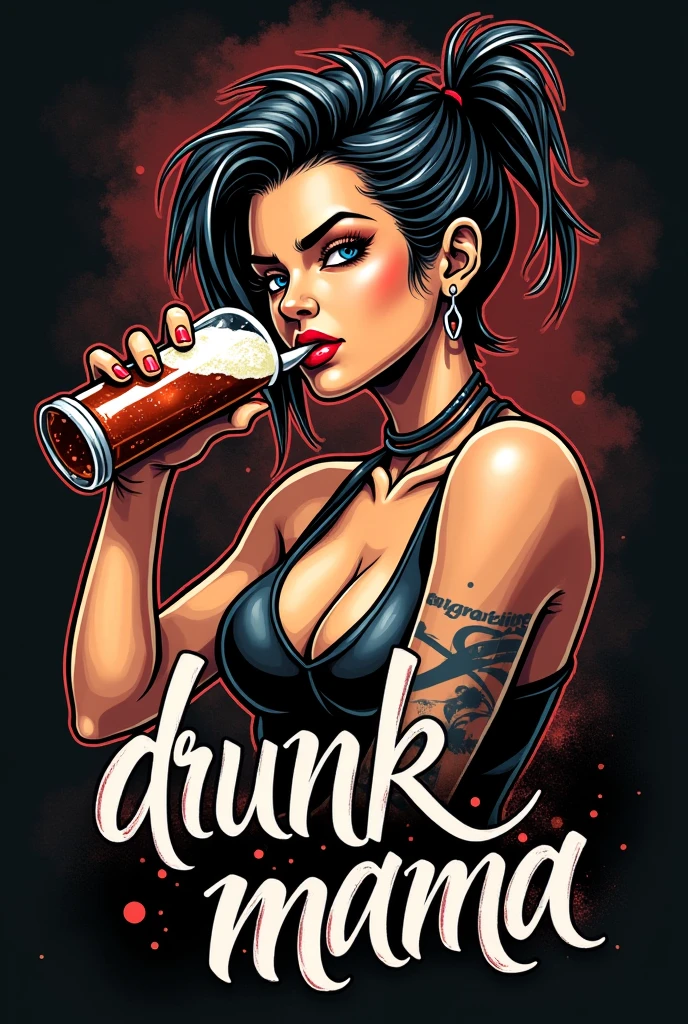 the sexy pub waitress (art inspired by Frank Miller's Sin City). oil painting)