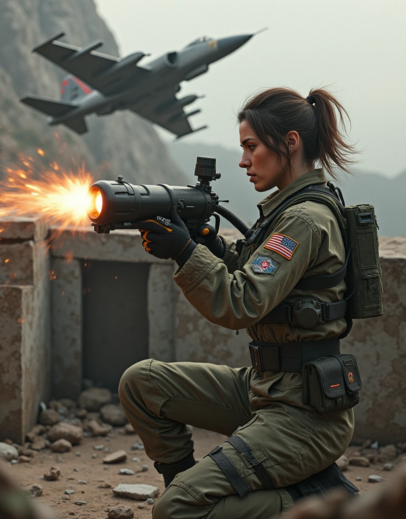 (best quality), (realistic photo), (dark) death, loneliness, mystery, american woman with tattoos, walking in a minefield, explosions. --auto --s2