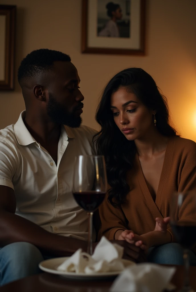 Tall, dark-skinned man dancing with woman at party 