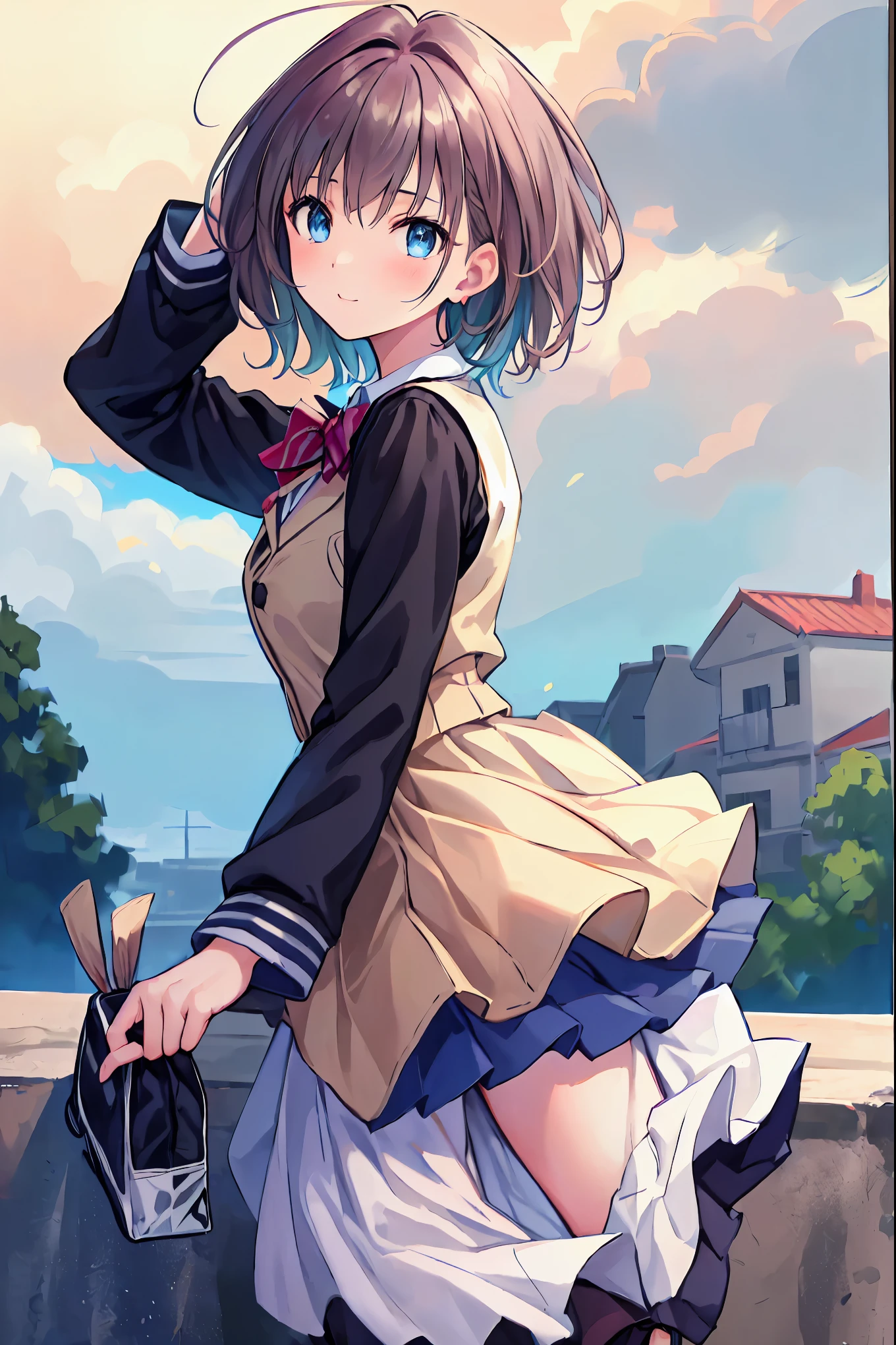 1young_teen_The girls、Loli、brown_hair、medium_bob_hair、blue_midriff_baring_sailor_uniform、mini_skirt、short_sleeve、thickthighs、big_tits,closed_eyes, Sorrisos、open_mouth、dynamic_pose_standing ,harbor_background、spread_legs、happiness、NSFW、short_gloves, wet,transparent,covered_nipples, covered_crotch, under_tits, sweat, bare_thighs, (groin:1.5), tan,